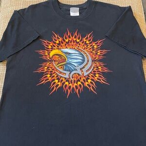 Vintage 2001 Sturgis Bike Motorcycle Rally Eagle Flames Y2K T-Shirt Adult Size L